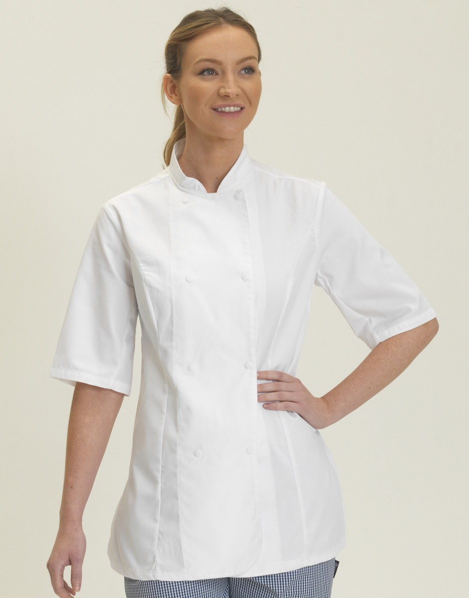 Dennys Ladies' Short Sleeve Chef's Jacket from the Embroidered