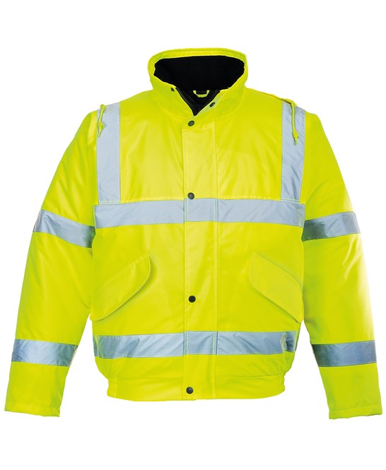 Armor Two Tone Hi Vis Safety Work Bomber Jacket With Reflective Stripes